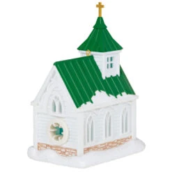 Hallmark Candlelight Service Ornament -Hallmark Store White Church With Green Steeple Keepsake Ornament 2199QGO2767 06