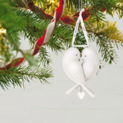Hallmark Our Anniversary 2023 Porcelain Ornament -Hallmark Store White Love Birds Anniversary Keepsake Ornament 1999QHX3069 02
