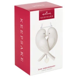 Hallmark Our Anniversary 2023 Porcelain Ornament -Hallmark Store White Love Birds Anniversary Keepsake Ornament 1999QHX3069 04