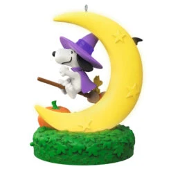 Hallmark The Peanuts® Gang Snoopy's Moonlit Mischief Musical Ornament With Light -Hallmark Store Witch Snoopy on Broom Keepsake Ornament 2699QFO5319 06